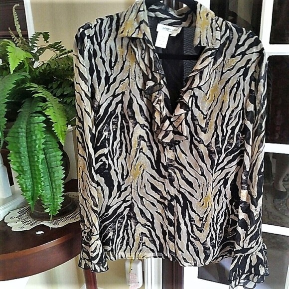 Coldwater Creek Tops - Coldwater Creek Ruffled Blouse Like New Large L